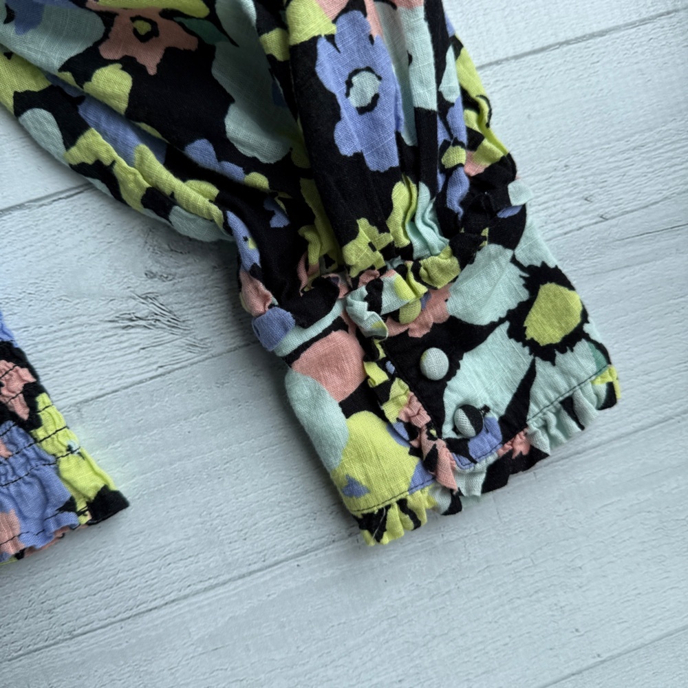 Free People Ariana Floral Print Puff Sleeve Top S - Picture 7 of 9